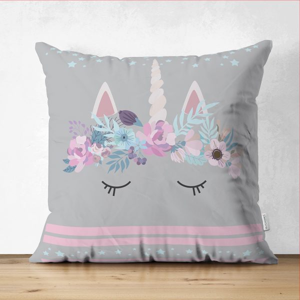 - Suet-K-4358g - Realhomes  Çift Taraflı Gri Zeminde Baby Shower Özel Tasarım Çocuk Odası Süet Yastık Kırlent Kılıfı Realhomes