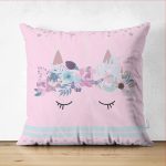 - Suet-K-4358p - Realhomes  Çift Taraflı Pembe Zeminde Baby Shower Özel Tasarım Çocuk Odası Süet Yastık Kırlent Kılıfı Realhomes