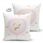 - Suet-K-4362-1 - Realhomes Çift Taraflı Pembe Balon ve Altın Kalpler Özel Tasarımlı Çocuk Odası Süet Yastık Kırlent Kılıfı Realhomes