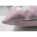 Çift Taraflı Pembe Zeminde Unicorn Tasarımlı Çocuk Odası Süet Yastık Kırlent Kılıfı Realhomes