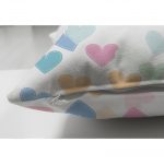 - Suet-K-4371-2 - Realhomes  Çift Taraflı Beyaz Zeminde Rengarenk Kalpler Çocuk Odası Süet Yastık Kırlent Kılıfı Realhomes