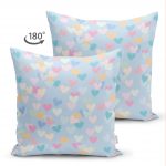 - Suet-K-4371m-1 - Realhomes Çift Taraflı Mavi Zeminde Rengarenk Kalpler Çocuk Odası Süet Yastık Kırlent Kılıfı Realhomes