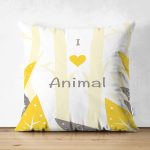 - Suet-K-4373 - Realhomes Çift Taraflı I Love Animals Tasarımlı Çocuk Odası Süet Yastık Kırlent Kılıfı Realhomes