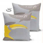 - Suet-K-4377g-1 - Realhomes Çift Taraflı I Can Fly Leylek Motifli Bebek Odası Süet Yastık Kırlent Kılıfı Realhomes
