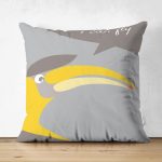 - Suet-K-4377g - Realhomes Çift Taraflı I Can Fly Leylek Motifli Bebek Odası Süet Yastık Kırlent Kılıfı Realhomes