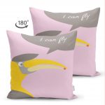 - Suet-K-4377p-1 - Realhomes Çift Taraflı I Can Fly Leylek Motifli Bebek Odası Süet Yastık Kırlent Kılıfı Realhomes