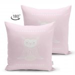 - Suet-K-4380-1 - Realhomes  Çift Taraflı Pembe Zeminde Baykuş Özel Tasarımlı Bebek Odası Süet Yastık Kırlent Kılıfı Realhomes