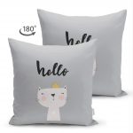 - Suet-K-4383-1 - Realhomes Çift Taraflı Hello Kedicik Özel Tasarımlı Bebek Odası Süet Yastık Kırlent Kılıfı Realhomes