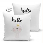 - Suet-K-4383b-1 - Realhomes Çift Taraflı Hello Kedicik Özel Tasarımlı Bebek Odası Süet Yastık Kırlent Kılıfı Realhomes