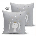 - Suet-K-4384g-1 - Realhomes Çift Taraflı Renkli Puanlı Kedicik Desenli Bebek Odası Süet Yastık Kırlent Kılıfı Realhomes