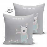 - Suet-K-4391g-1 - Realhomes Çift Taraflı Gri Zeminde Ayıcık Bebek Odası Süet Yastık Kırlent Kılıfı Realhomes