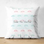 - Suet-K-4398 - Realhomes  Çift Taraflı Renkli Şemsiyeler Özel Tasarımlı Bebek Odası Süet Yastık Kırlent Kılıfı Realhomes