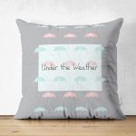 - Suet-K-4399 - Realhomes  Çift Taraflı Renkli Şemsiyeler Özel Tasarımlı Bebek Odası Süet Yastık Kırlent Kılıfı Realhomes