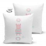 - Suet-K-4401-1 - Realhomes  Çift Taraflı Beyaz Zeminde Deniz ve Ayıcık Desenli Bebek Odası Süet Yastık Kırlent Kılıfı Realhomes