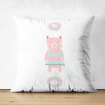 - Suet-K-4401 - Realhomes  Çift Taraflı Beyaz Zeminde Deniz ve Ayıcık Desenli Bebek Odası Süet Yastık Kırlent Kılıfı Realhomes