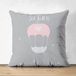 - Suet-K-4442g - Realhomes Çift Taraflı Gri Zeminde Uçan Balon Desenli Bebek Odası Süet Yastık Kırlent Kılıfı Realhomes