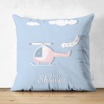 - Suet-K-4443 - Realhomes Çift Taraflı Mavi Zeminde Helikopter Tasarımlı Bebek Odası Süet Yastık Kırlent Kılıfı Realhomes