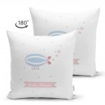 - Suet-K-4447-1 - Realhomes  Çift Taraflı Beyaz Zeminde Balon Tasarımlı Bebek Odası Süet Yastık Kırlent Kılıfı Realhomes