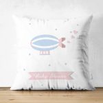 - Suet-K-4447 - Realhomes  Çift Taraflı Beyaz Zeminde Balon Tasarımlı Bebek Odası Süet Yastık Kırlent Kılıfı Realhomes