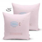 Çift Taraflı Pembe Zeminde Balon Tasarımlı Bebek Odası Süet Yastık Kırlent Kılıfı Realhomes