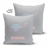 - Suet-K-4449-1 - Realhomes Çift Taraflı Gri Zeminde Balon Tasarımlı Bebek Odası Süet Yastık Kırlent Kılıfı Realhomes