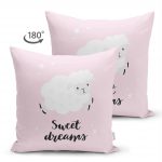 Çift Taraflı Pembe Zeminde Sevimli Kuzucuk Tasarımlı Bebek Odası Süet Yastık Kırlent Kılıfı Realhomes
