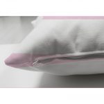 - Suet-K-4500p-2 - Realhomes  Çift Taraflı Pembe Çizgiler Üzerine Gri Yıldız Tasarımlı Bebek Odası Süet Yastık Kırlent Kılıfı Realhomes