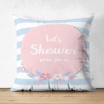 - Suet-K-4510m - Realhomes Çift Taraflı Mavi Beyaz Çizgili Özel Tasarımlı Bebek Odası Süet Yastık Kırlent Kılıfı Realhomes