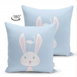 - Suet-K-4512m-1 - Realhomes  Çift Taraflı Pembe Zeminli Tavşan Desenli Bebek Odası Süet Yastık Kırlent Kılıfı Realhomes
