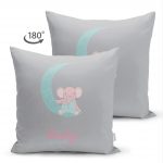 - Suet-K-4536-1 - Realhomes Çift Taraflı Gri Zeminde Aydaki Fil Desenli Bebek Odası Süet Yastık Kırlent Kılıfı Realhomes