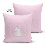 - Suet-K-4554p-1 - Realhomes  Çift Taraflı Pembe Zeminde Unicorn At Tasarımlı Bebek Odası Süet Yastık Kırlent Kılıfı Realhomes