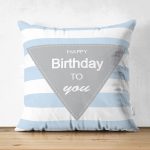 - Suet-K-4556m - Realhomes Çift Taraflı Happy Birthday To You Tasarımlı Dijital Baskılı Bebek Odası Süet Yastık Kırlent Kılıfı Realhomes