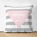 Çift Taraflı Happy Birthday To You Tasarımlı Dijital Baskılı Bebek Odası Süet Yastık Kırlent Kılıfı Realhomes