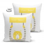 - Suet-K-4582-1 - Realhomes Çift Taraflı Beyaz Zeminde Ayıcık Motifli Dijital Baskılı Çocuk Odası Süet Yastık Kırlent Kılıfı Realhomes