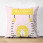 - Suet-K-4584 - Realhomes Çift Taraflı Gri Zeminde Unicorn Geyikler Tasarımlı Çocuk Odası Süet Yastık Kırlent Kılıfı Realhomes