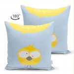 - Suet-K-4585m-1 - Realhomes Çift Taraflı Mavi Zeminde Sarı Kuş Motifli Dijital Baskılı Çocuk Odası Süet Yastık Kırlent Kılıfı Realhomes