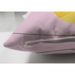 - Suet-K-4585p-2 - Realhomes Çift Taraflı Pembe Zeminde Sarı Kuş Motifli Dijital Baskılı Çocuk Odası Süet Yastık Kırlent Kılıfı Realhomes