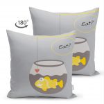 - Suet-K-4588-1 - Realhomes Çift Taraflı Gri Zeminde Akvaryum Temalı Çocuk Odası Süet Yastık Kırlent Kılıfı Realhomes