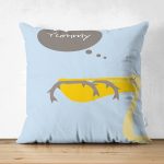 - Suet-K-4590m - Realhomes Çift Taraflı Mavi Zeminde Leylek Motifli Özel Tasarım Çocuk Odası Süet Yastık Kırlent Kılıfı Realhomes