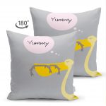 - Suet-K-4591-1 - Realhomes Çift Taraflı Gri Zeminde Leylek Motifli Özel Tasarım Çocuk Odası Süet Yastık Kırlent Kılıfı Realhomes