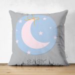 - Suet-K-4599 - Realhomes Çift Taraflı Pembe Zeminde Uçan Balonlar ve Fil Desenli Çocuk Odası Süet Yastık Kılıfı Realhomes