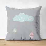 Realhomes Çift Taraflı Özel Tasarımlı Dijital Baskılı Çocuk Odası Süet Yastık Kırlent Kılıfı Realhomes