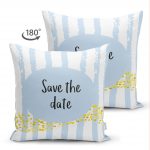 - Suet-K-4824-1 - Realhomes Çift Taraflı Mavi Zeminde Save The Date Motifli Çocuk Odası Süet Yastık Kırlent Kılıfı Realhomes