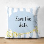 - Suet-K-4824 - Realhomes Çift Taraflı Mavi Zeminde Save The Date Motifli Çocuk Odası Süet Yastık Kırlent Kılıfı Realhomes