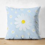 Realhomes Çift Taraflı Papatya Desenli Dijital Baskılı Modern Süet Yastık Kılıfı Realhomes