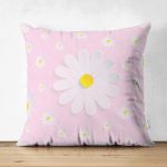 Realhomes Çift Taraflı Papatya Desenli Dijital Baskılı Modern Süet Yastık Kılıfı Realhomes