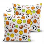 - Suet-K-4845-1 - Realhomes Realhomes Çift Taraflı Spor Topları Dijital Baskılı Modern Süet Yastık Kılıfı Realhomes