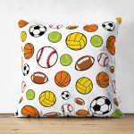 - Suet-K-4845 - Realhomes Realhomes Çift Taraflı Spor Topları Dijital Baskılı Modern Süet Yastık Kılıfı Realhomes