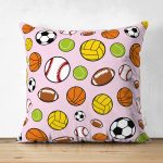 - Suet-K-4847 - Realhomes Realhomes Çift Taraflı Spor Topları Dijital Baskılı Modern Süet Yastık Kılıfı Realhomes