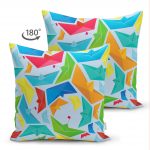 - Suet-K-4850-1 - Realhomes Realhomes Çift Taraflı Origami Gemiler Dijital Baskılı Modern Süet Yastık Kılıfı Realhomes